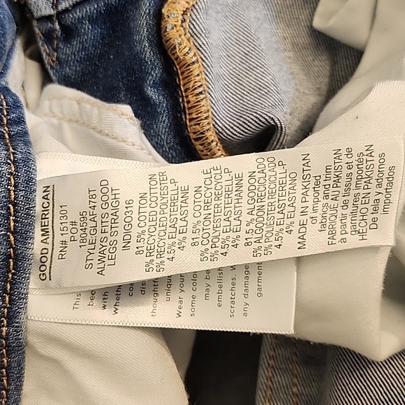 Good American Good Classic Slim Straight Jeans Size 14/18 - Picture 16 of 16